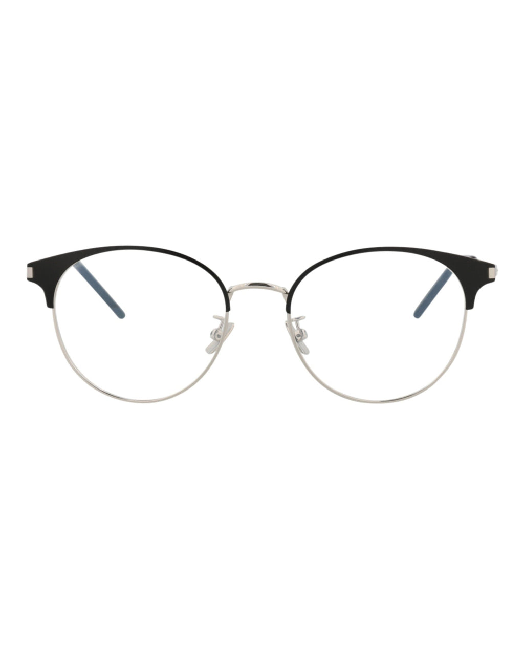 Saint Laurent Mens Round/Oval Black Silver Transparent Fashion Designer Eyewear