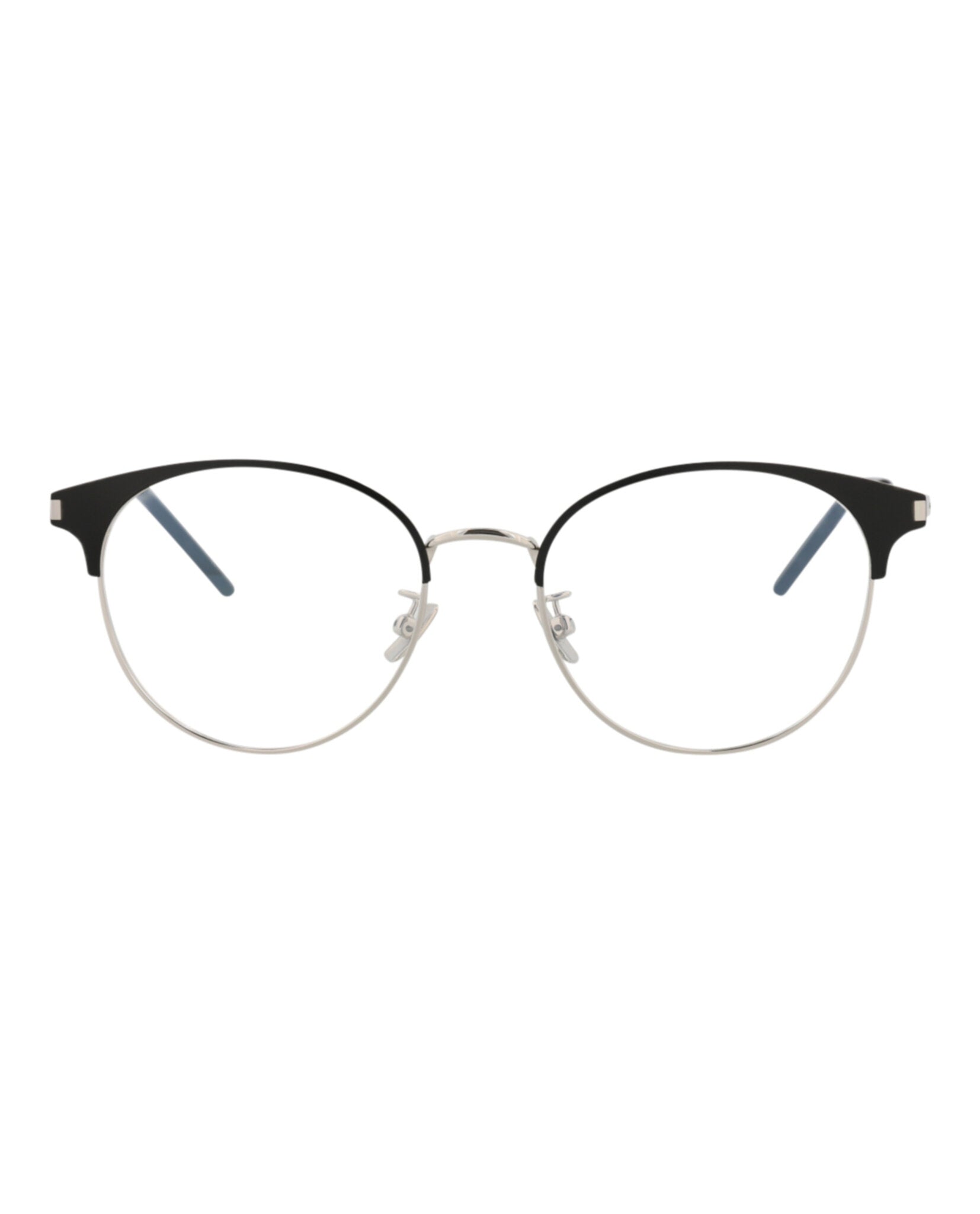 Saint Laurent Mens Round/Oval Black Silver Transparent Fashion Designer Eyewear