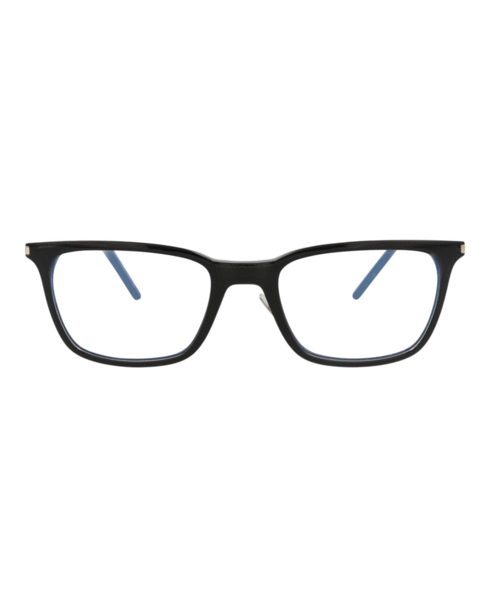 Saint Laurent Mens Square/Rectangle Black Silver Transparent Fashion Designer Eyewear