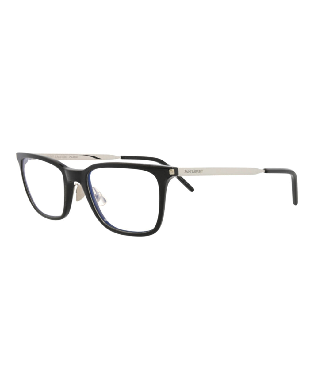 Saint Laurent Mens Square/Rectangle Black Silver Transparent Fashion Designer Eyewear