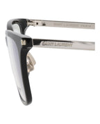 Saint Laurent Mens Square/Rectangle Black Silver Transparent Fashion Designer Eyewear