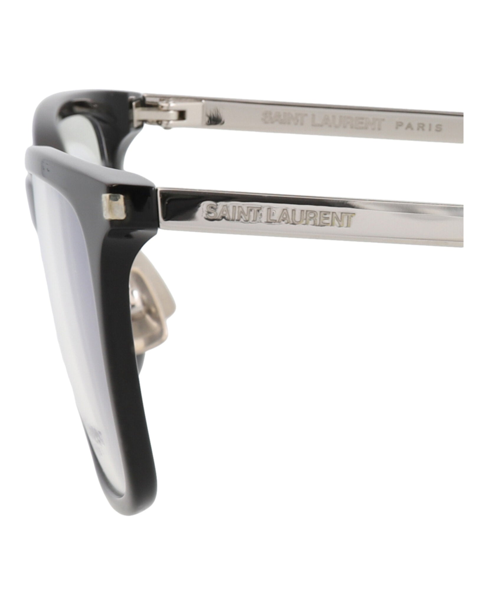 Saint Laurent Mens Square/Rectangle Black Silver Transparent Fashion Designer Eyewear
