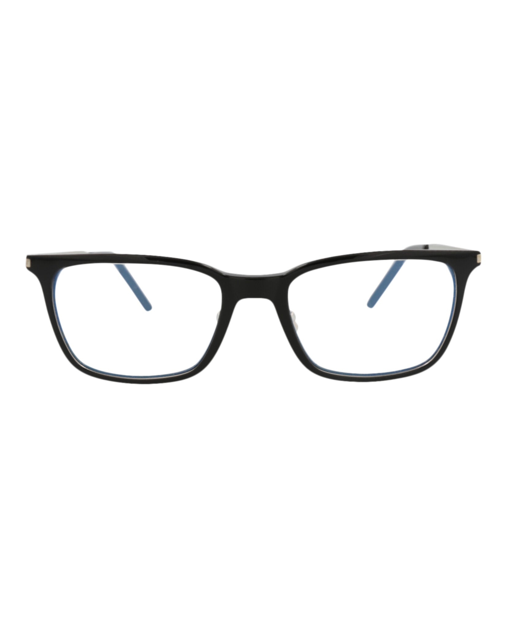 Saint Laurent Mens Square/Rectangle Black Silver Transparent Fashion Designer Eyewear