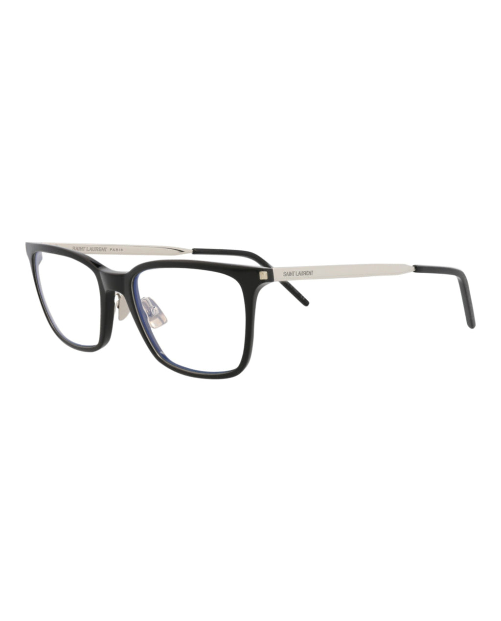 Saint Laurent Mens Square/Rectangle Black Silver Transparent Fashion Designer Eyewear