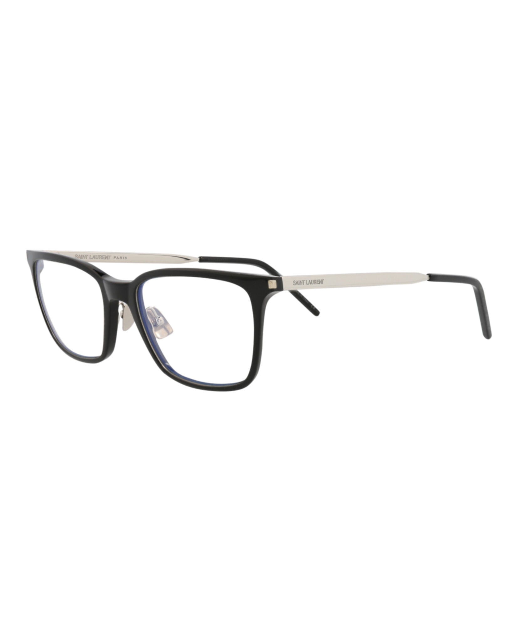 Saint Laurent Mens Square/Rectangle Black Silver Transparent Fashion Designer Eyewear
