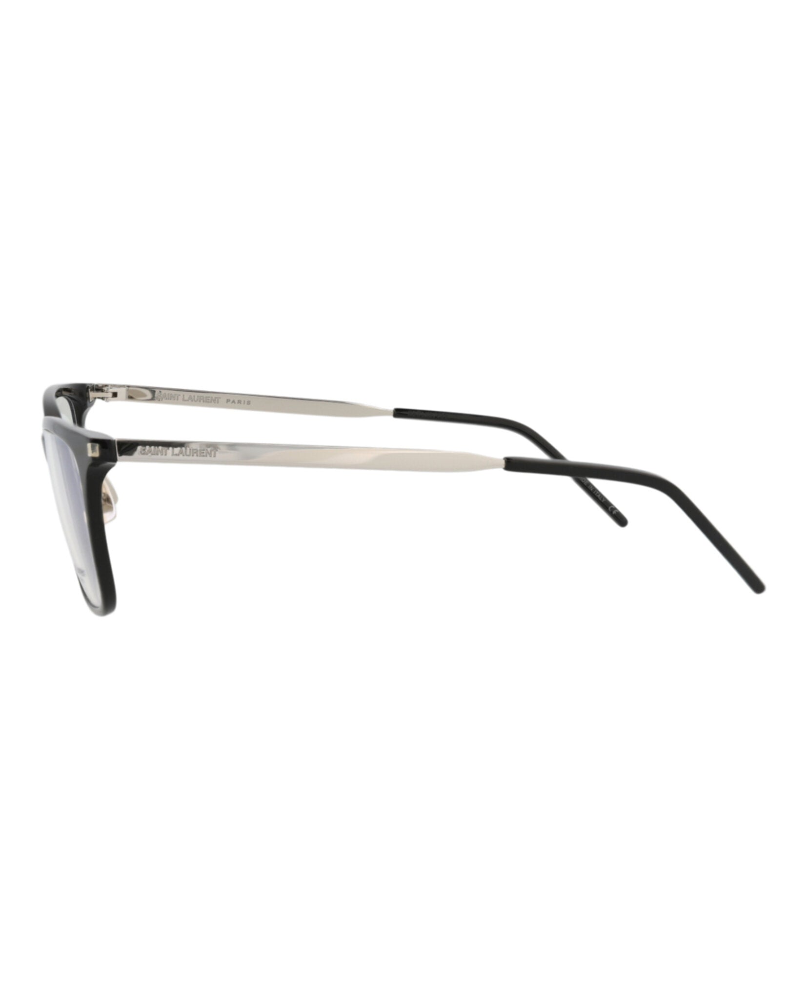 Saint Laurent Mens Square/Rectangle Black Silver Transparent Fashion Designer Eyewear