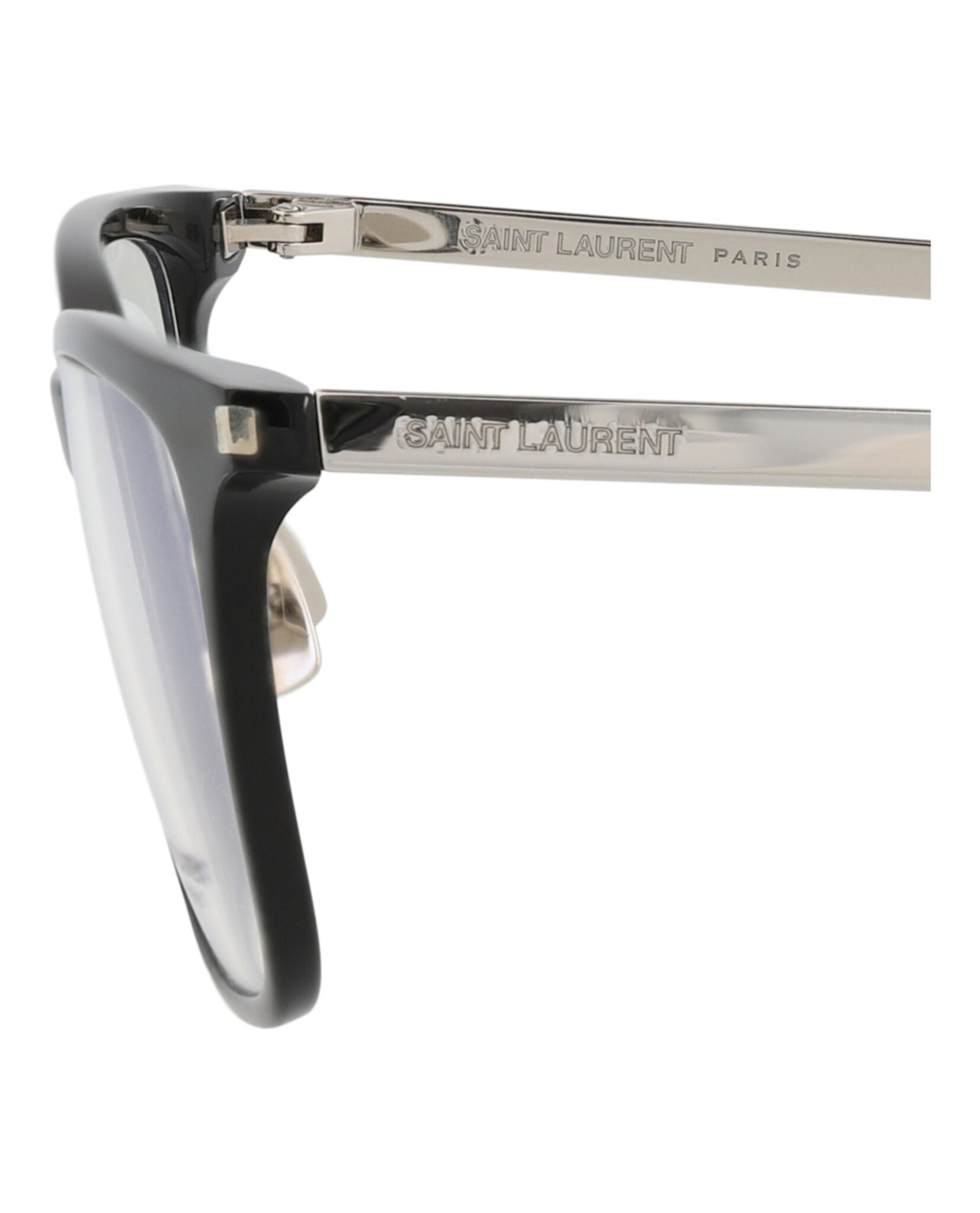 Saint Laurent Mens Square/Rectangle Black Silver Transparent Fashion Designer Eyewear