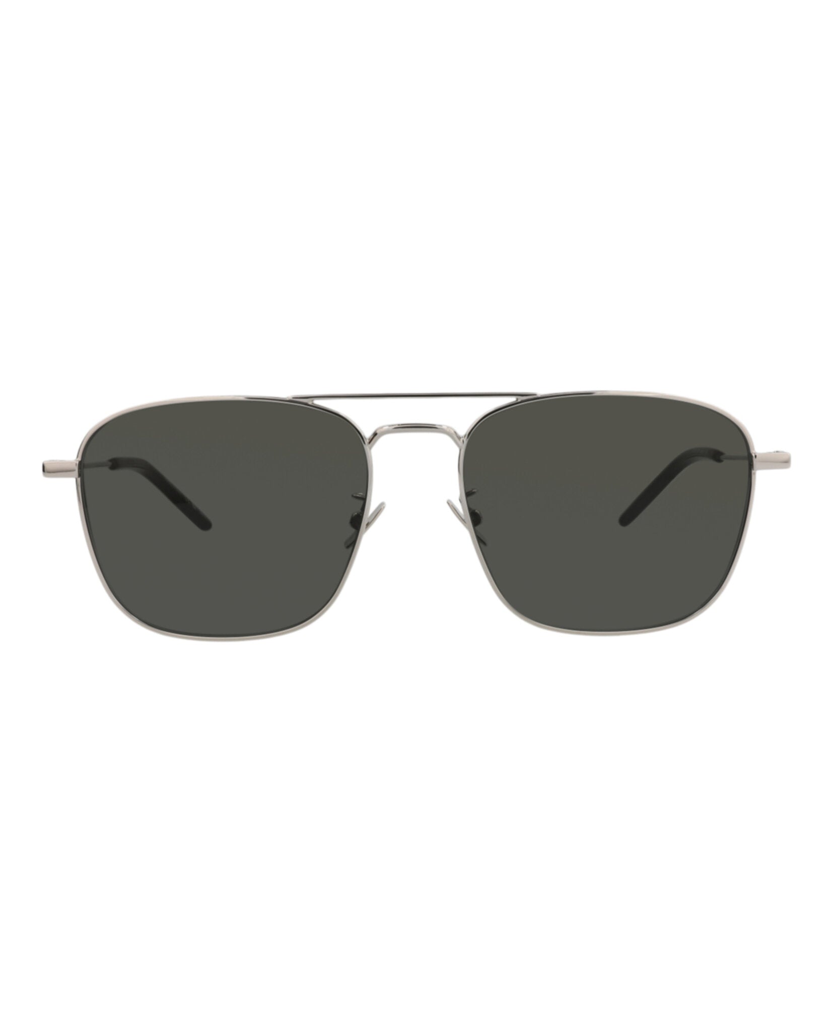 Saint Laurent Unisex Aviator Silver Silver Grey Fashion Designer Eyewear