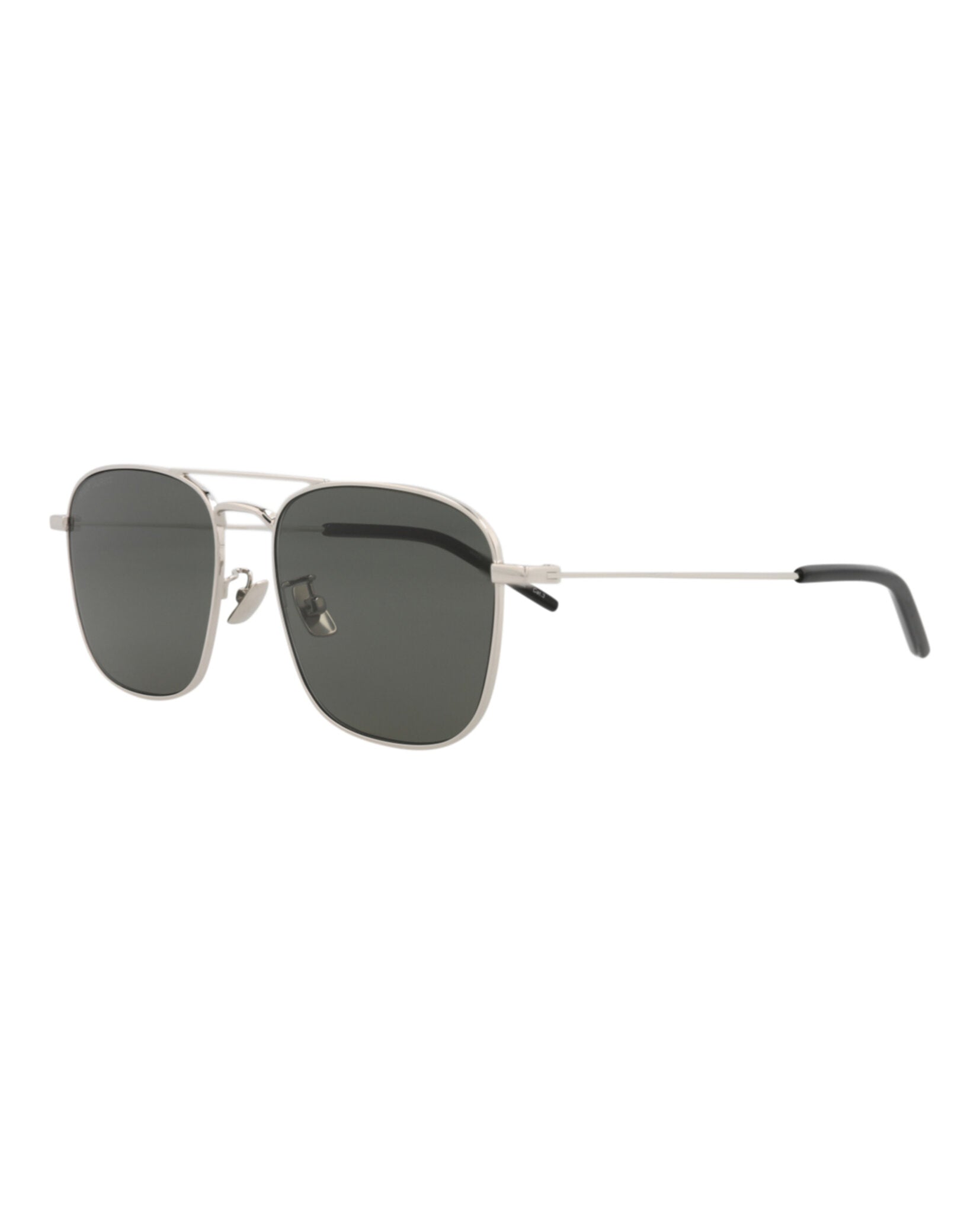 Saint Laurent Unisex Aviator Silver Silver Grey Fashion Designer Eyewear