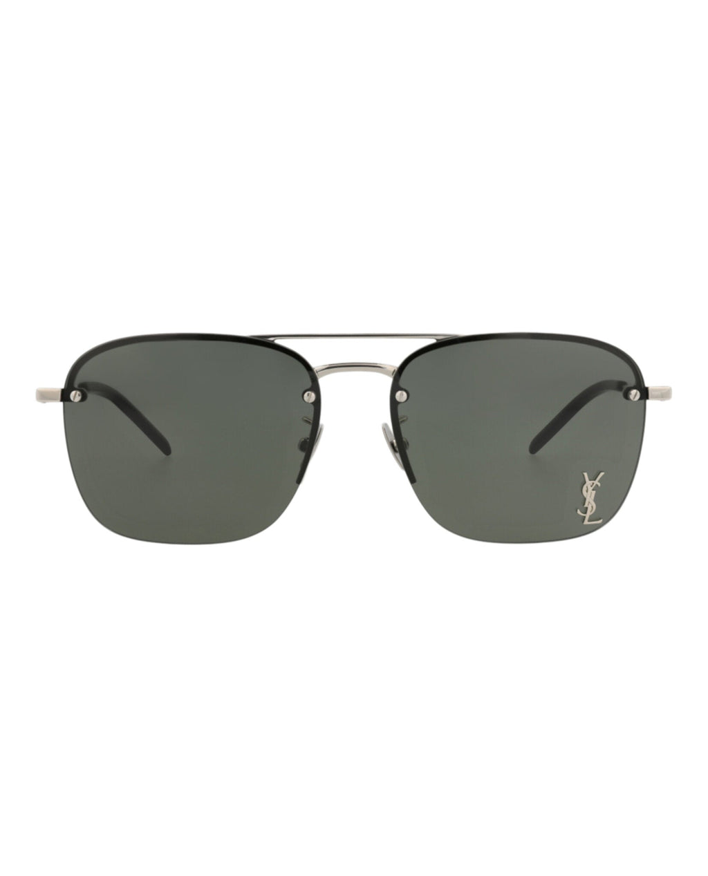 Saint Laurent Womens Aviator Silver Silver Grey Fashion Designer Eyewear