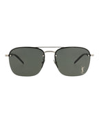 Saint Laurent Womens Aviator Silver Silver Grey Fashion Designer Eyewear