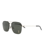 Saint Laurent Womens Aviator Silver Silver Grey Fashion Designer Eyewear