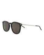 Saint Laurent Mens Square/Rectangle Black Silver Black Fashion Designer Eyewear