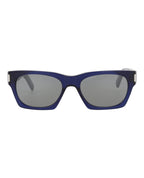 Saint Laurent Unisex Square/Rectangle Blue Blue Silver Fashion Designer Eyewear Blue Blue Silver