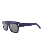Saint Laurent Unisex Square/Rectangle Blue Blue Silver Fashion Designer Eyewear