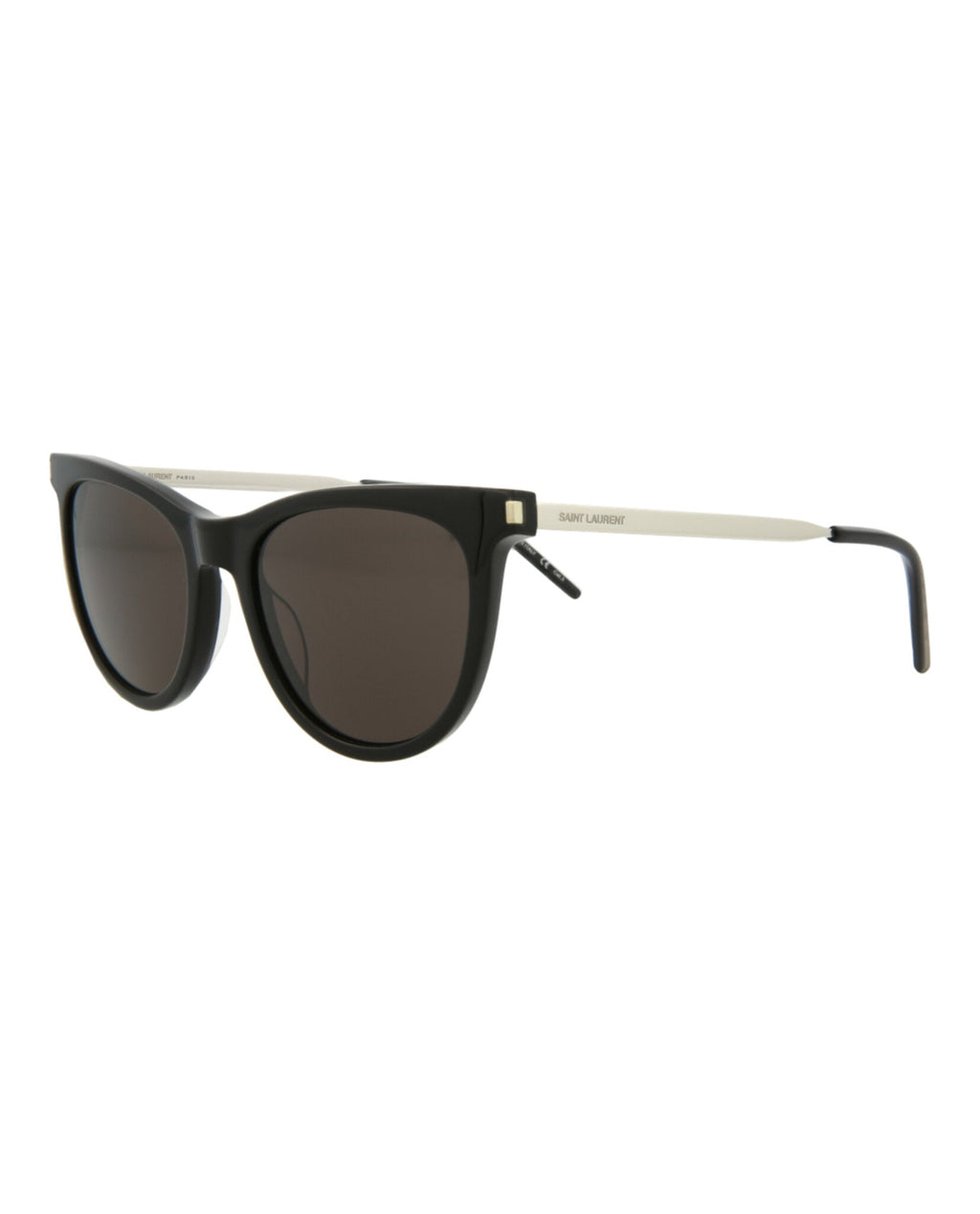 Saint Laurent Womens Cat Eye Black Silver Black Fashion Designer Eyewear