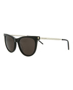 Saint Laurent Womens Cat Eye Black Silver Black Fashion Designer Eyewear