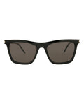 Saint Laurent Womens Square/Rectangle Black Silver Black Fashion Designer Eyewear