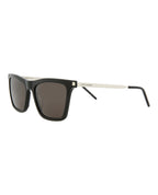 Saint Laurent Womens Square/Rectangle Black Silver Black Fashion Designer Eyewear