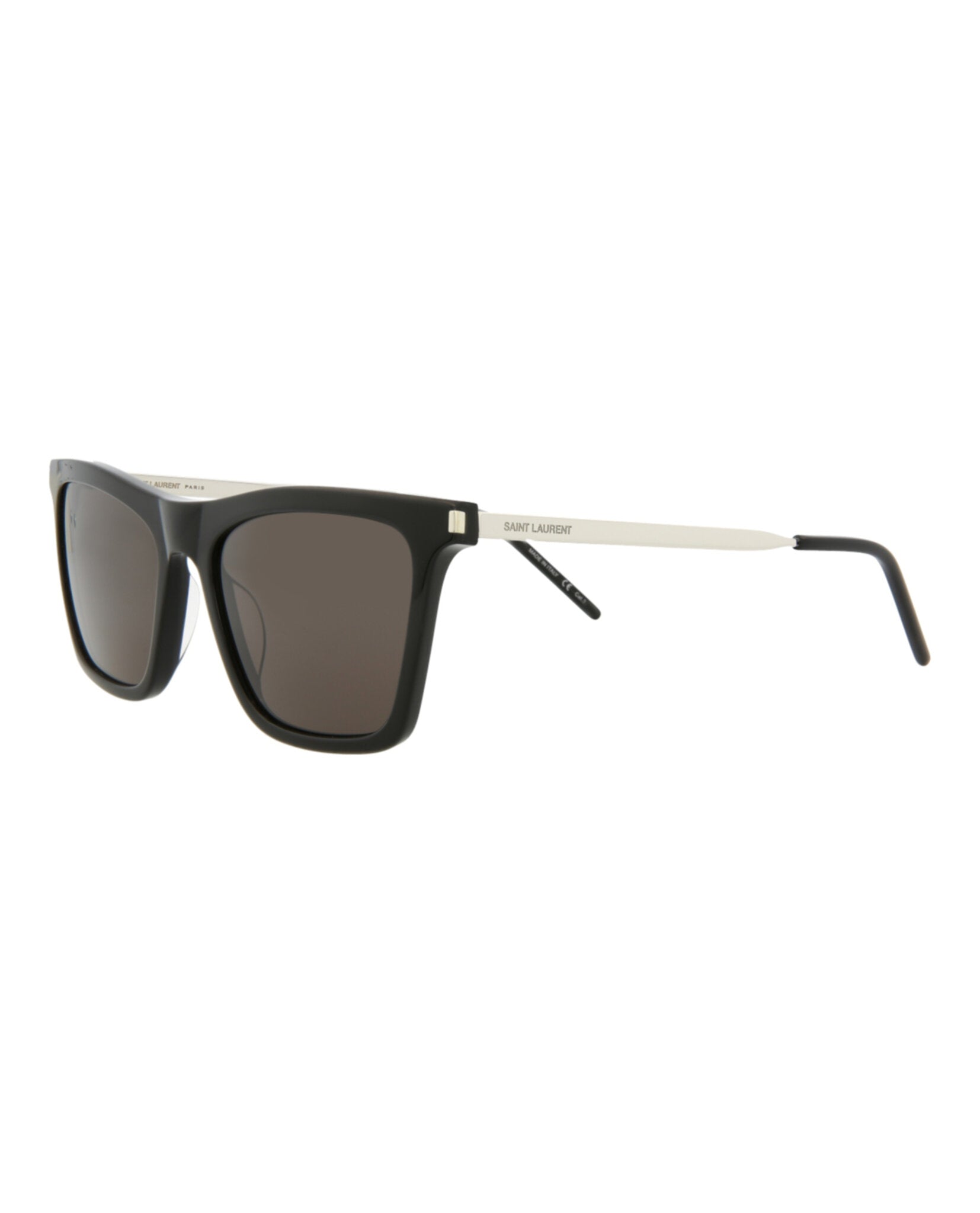 Saint Laurent Womens Square/Rectangle Black Silver Black Fashion Designer Eyewear