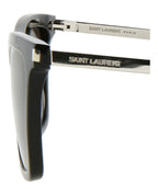 Saint Laurent Womens Square/Rectangle Black Silver Black Fashion Designer Eyewear