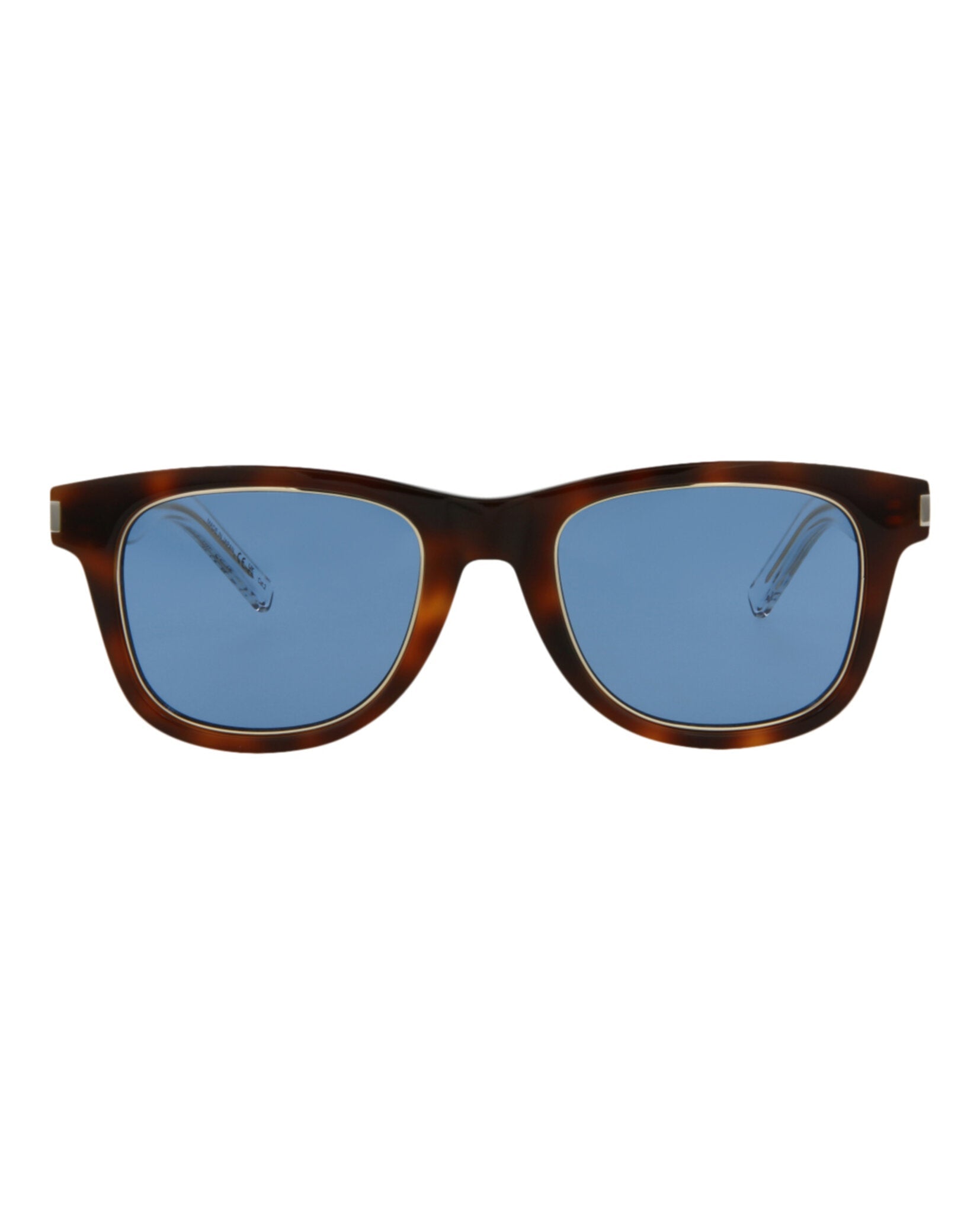 Saint Laurent Unisex Square/Rectangle Havana Crystal Blue Fashion Designer Eyewear