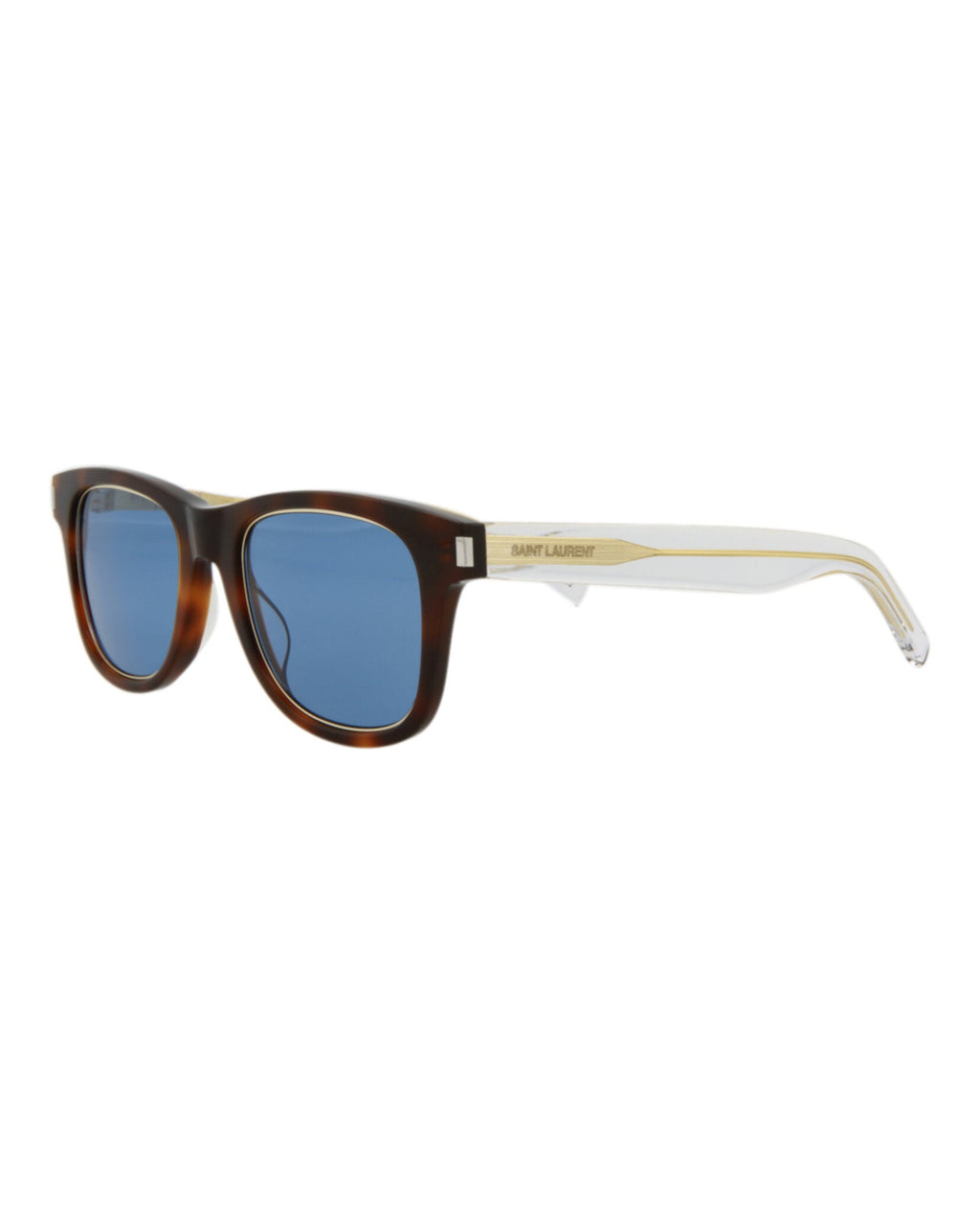 Saint Laurent Unisex Square/Rectangle Havana Crystal Blue Fashion Designer Eyewear