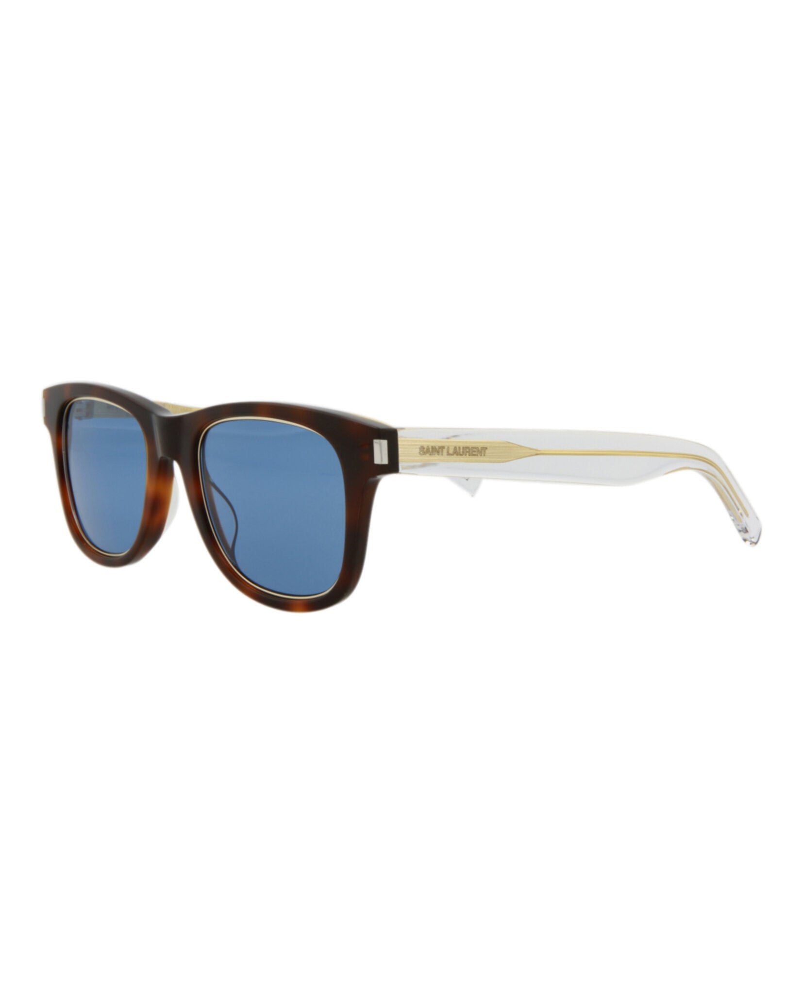 Saint Laurent Unisex Square/Rectangle Havana Crystal Blue Fashion Designer Eyewear