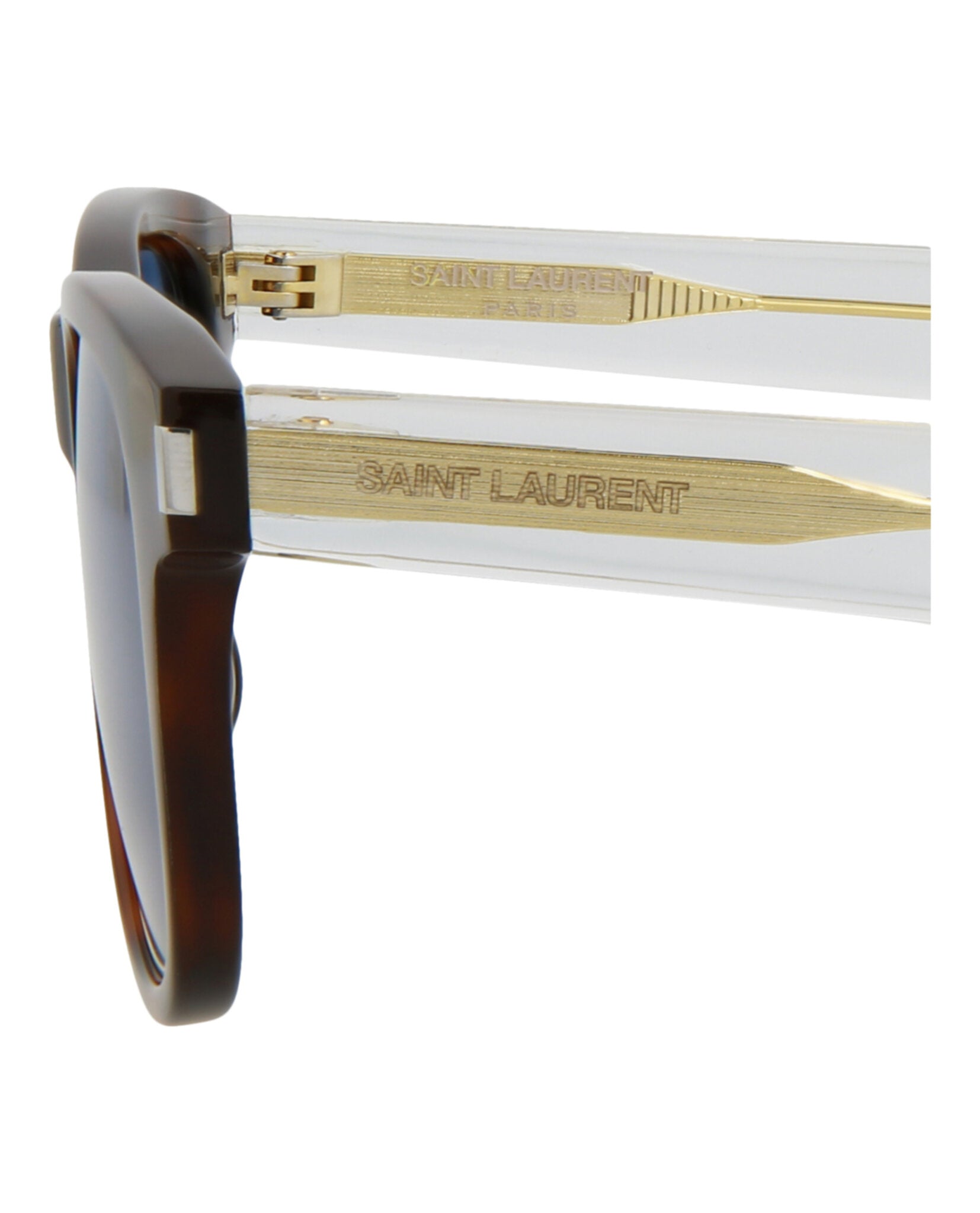Saint Laurent Unisex Square/Rectangle Havana Crystal Blue Fashion Designer Eyewear