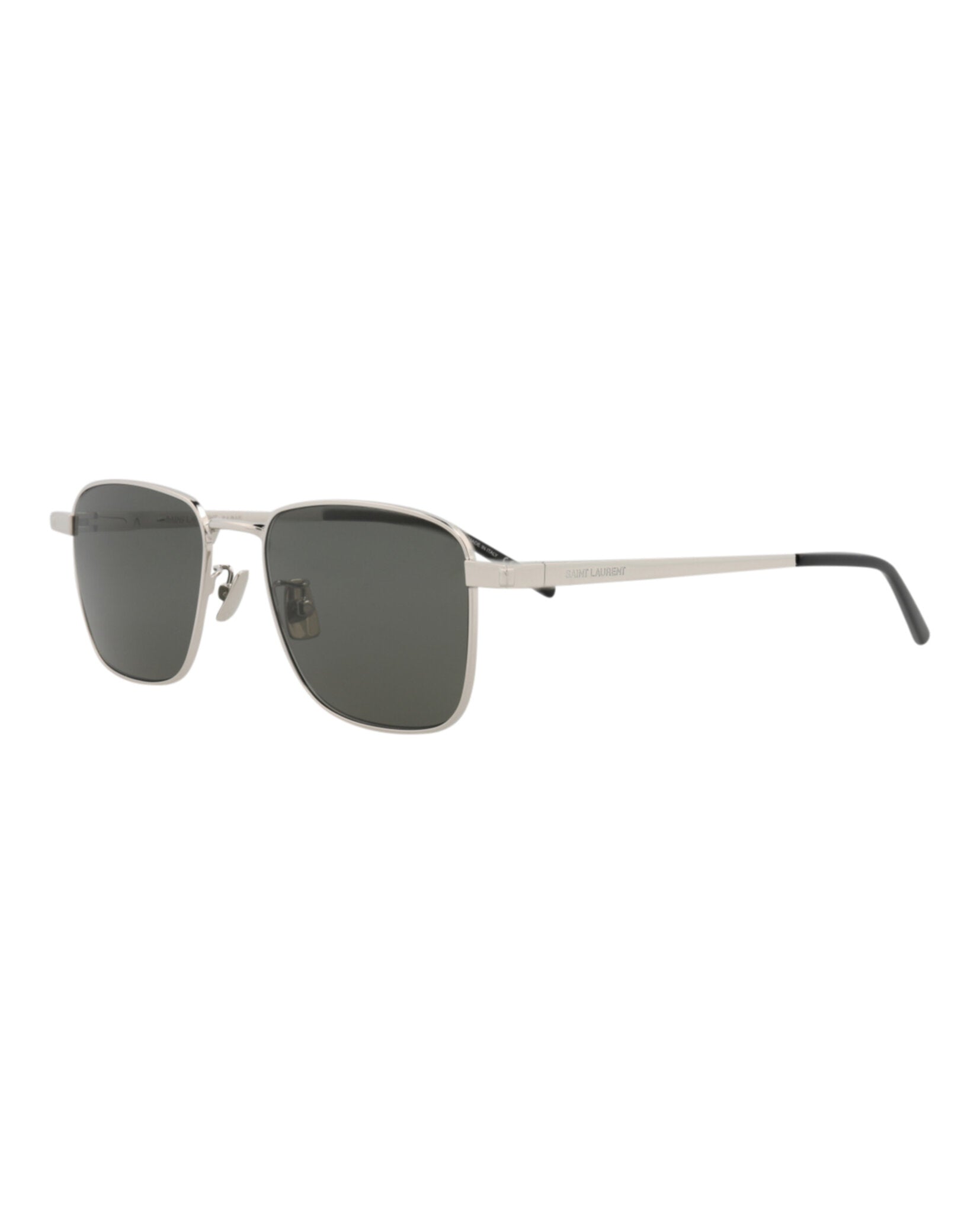 Saint Laurent Unisex Square/Rectangle Silver Silver Grey Fashion Designer Eyewear