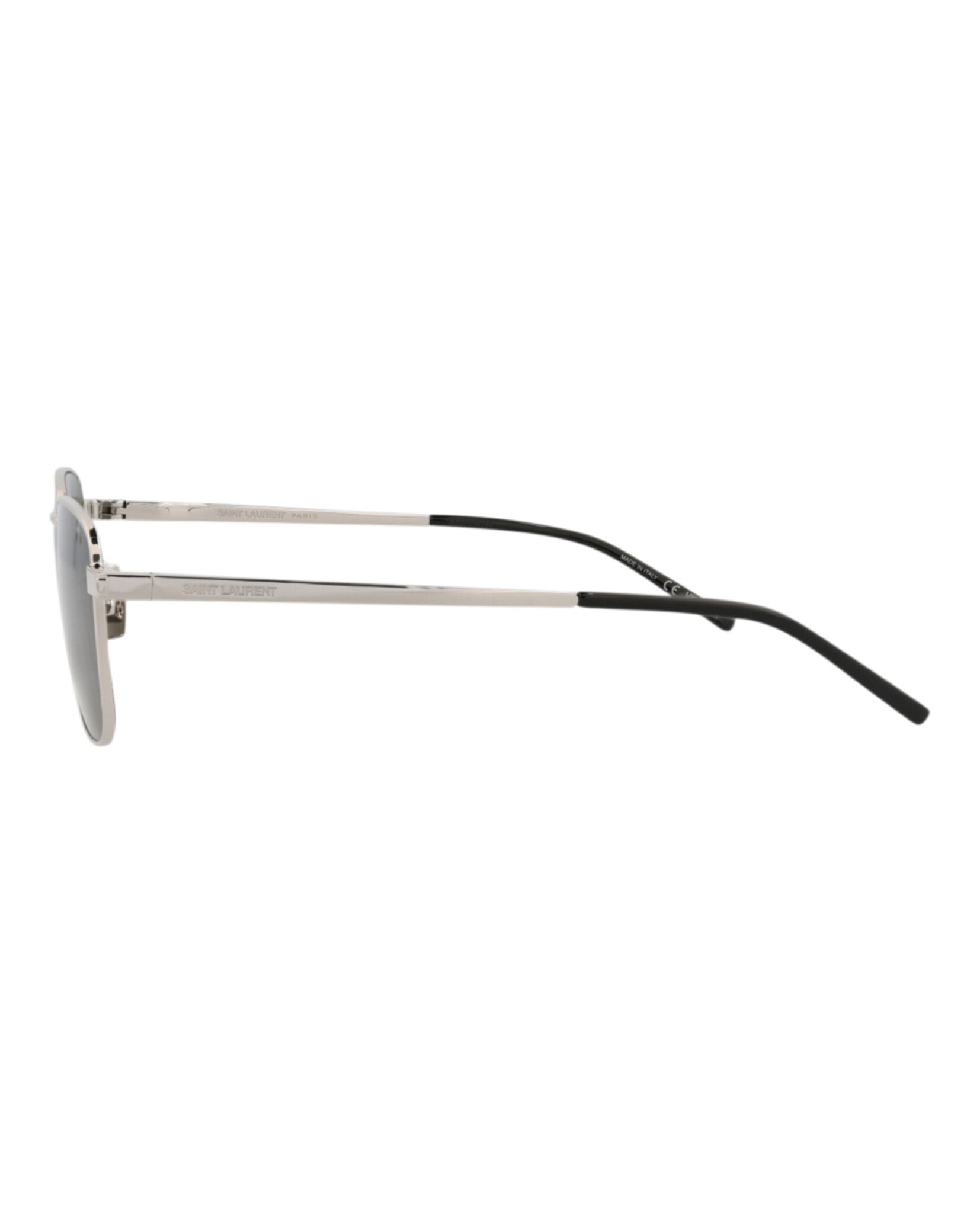 Saint Laurent Unisex Square/Rectangle Silver Silver Grey Fashion Designer Eyewear