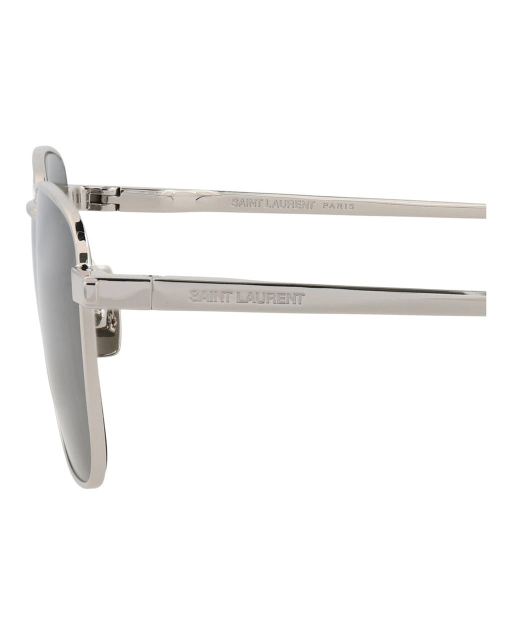 Saint Laurent Unisex Square/Rectangle Silver Silver Grey Fashion Designer Eyewear