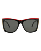 Saint Laurent Womens Square/Rectangle Black Black Grey Fashion Designer Eyewear