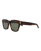 Saint Laurent Unisex Square/Rectangle Havana Havana Green Fashion Designer Eyewear