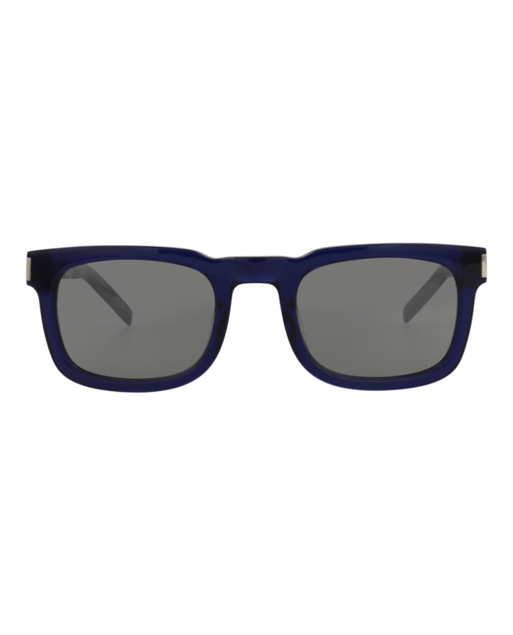 Saint Laurent Unisex Square/Rectangle Blue Silver Silver Fashion Designer Eyewear Blue Silver Silver
