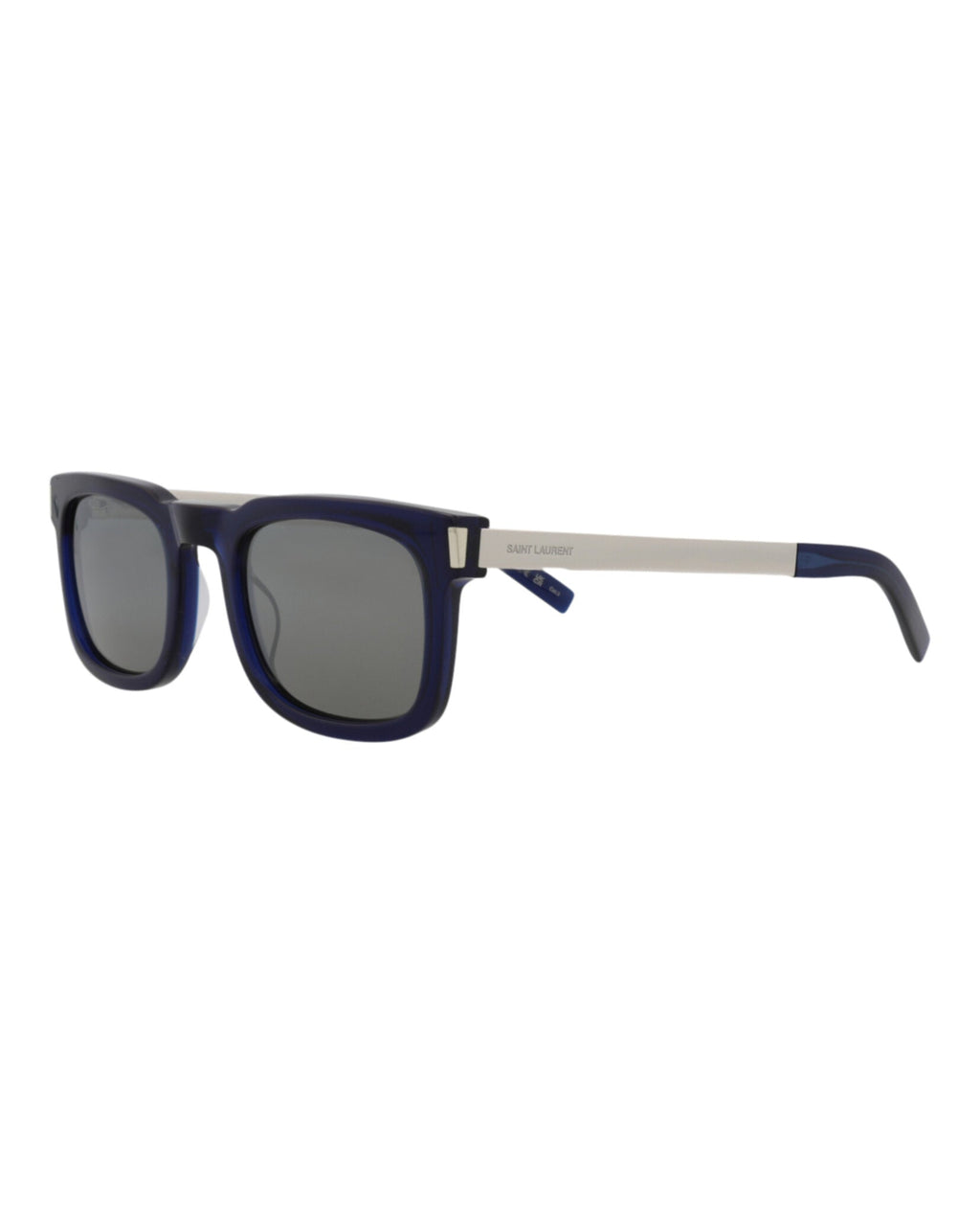 Saint Laurent Unisex Square/Rectangle Blue Silver Silver Fashion Designer Eyewear