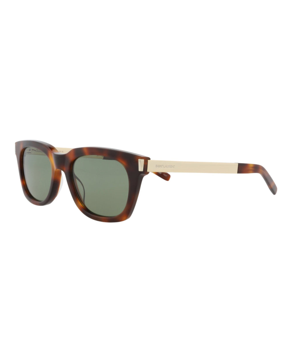 Saint Laurent Unisex Square/Rectangle Havana Gold Green Fashion Designer Eyewear