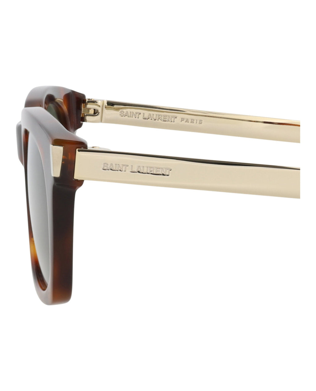 Saint Laurent Unisex Square/Rectangle Havana Gold Green Fashion Designer Eyewear