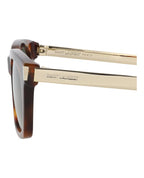 Saint Laurent Unisex Square/Rectangle Havana Gold Green Fashion Designer Eyewear