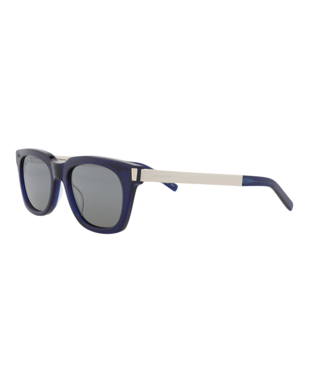 Saint Laurent Unisex Square/Rectangle Blue Silver Silver Fashion Designer Eyewear