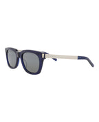 Saint Laurent Unisex Square/Rectangle Blue Silver Silver Fashion Designer Eyewear