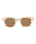 Saint Laurent Unisex Square/Rectangle Ivory Ivory Brown Fashion Designer Eyewear Ivory Ivory Brown