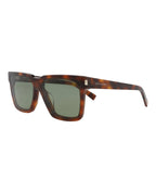 Saint Laurent Unisex Square/Rectangle Havana Havana Green Fashion Designer Eyewear