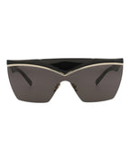 Saint Laurent Womens Shield/Wrap Black Black Black Fashion Designer Eyewear