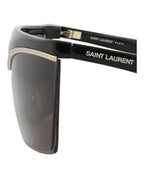 Saint Laurent Womens Shield/Wrap Black Black Black Fashion Designer Eyewear