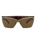 Saint Laurent Womens Shield/Wrap Havana Havana Brown Fashion Designer Eyewear