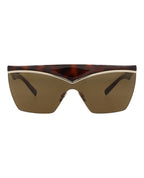 Saint Laurent Womens Shield/Wrap Havana Havana Brown Fashion Designer Eyewear