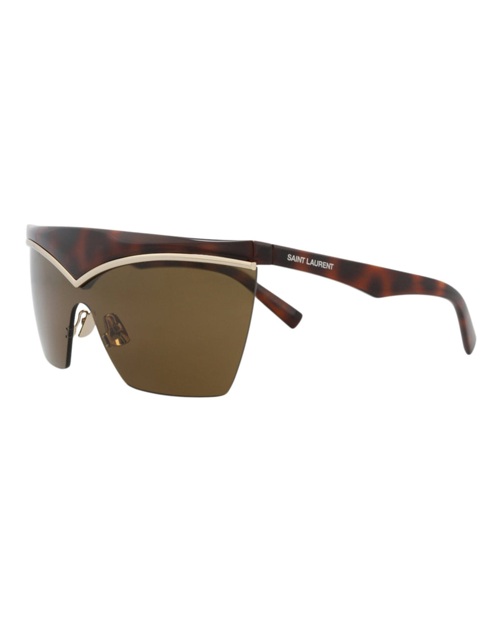 Saint Laurent Womens Shield/Wrap Havana Havana Brown Fashion Designer Eyewear
