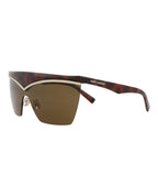 Saint Laurent Womens Shield/Wrap Havana Havana Brown Fashion Designer Eyewear