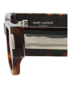 Saint Laurent Unisex Square/Rectangle Havana Crystal Black Fashion Designer Eyewear